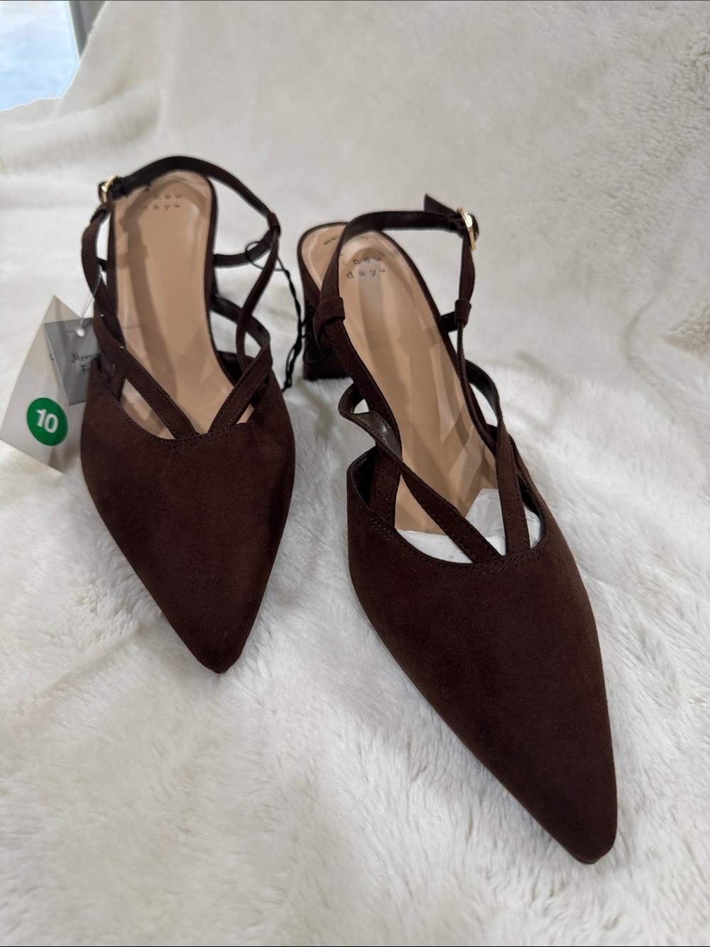 Mossimo Supply Co. Pointed Slingback Heels in Dark Brown Suede